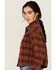 Image #2 - Cleo + Wolf Women's Chelsea Plaid Print Long Sleeve Button-Down Cropped Shirt, Brandy Brown, hi-res