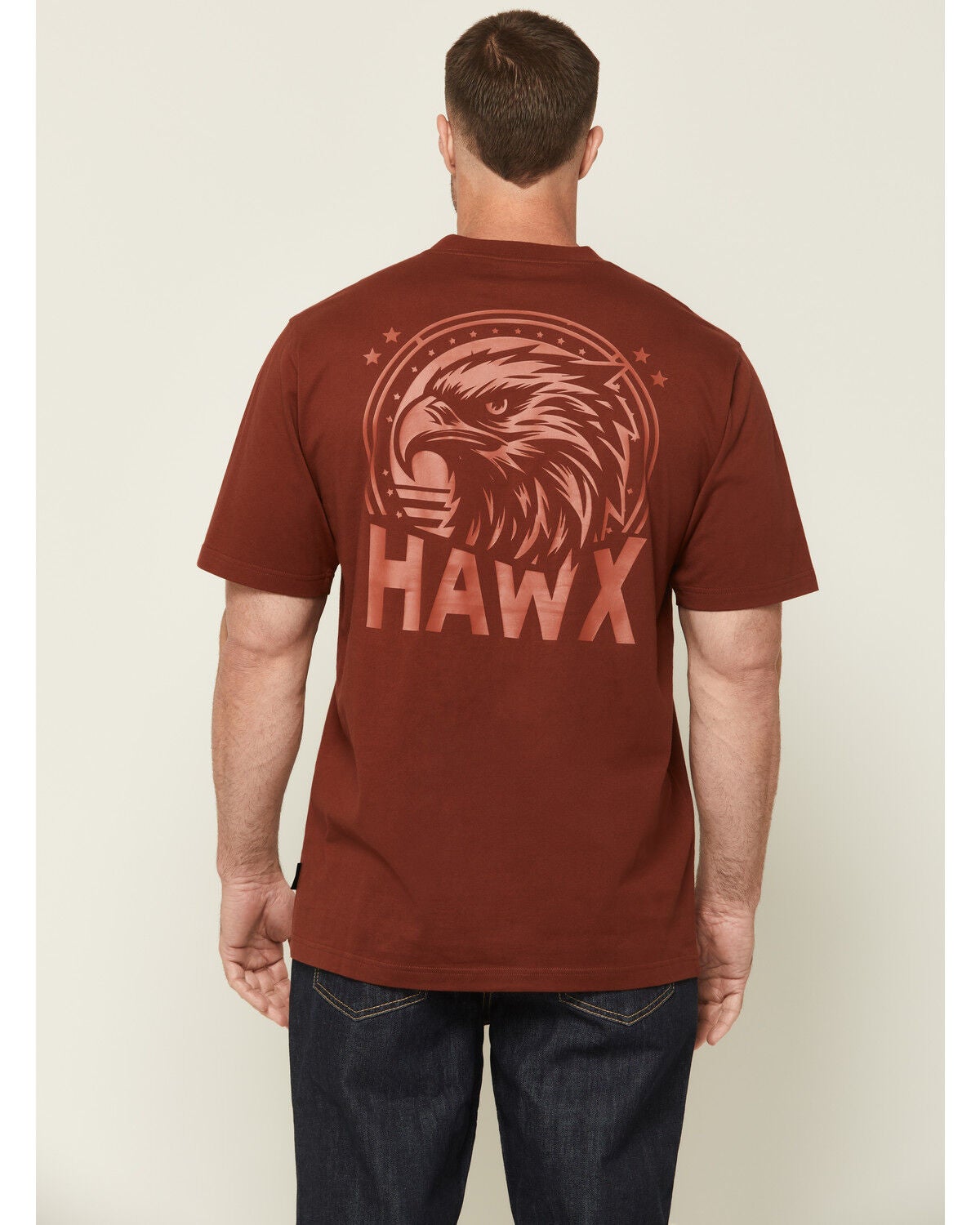 Hawx Men's Solid Silhouette Short Sleeve Graphic Work T-Shirt, Wine, hi-res