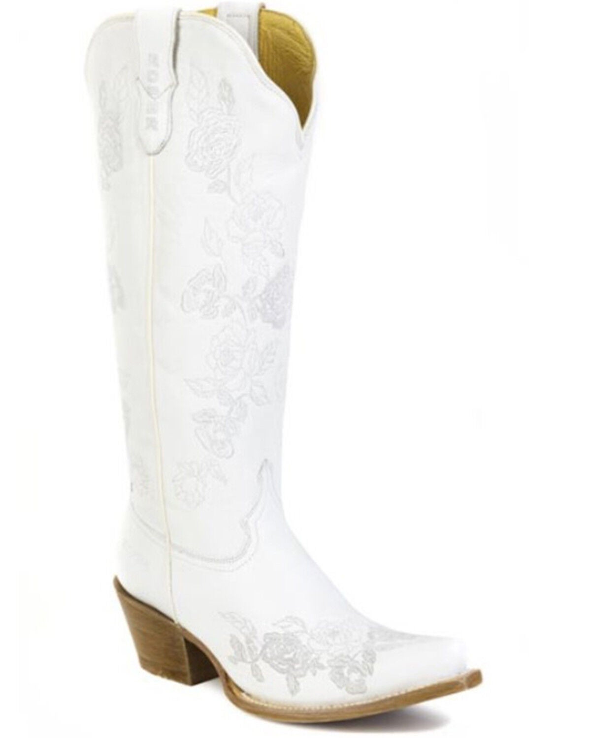 Roper Women's White Rose Tall Western Boots - Snip Toe, White, hi-res