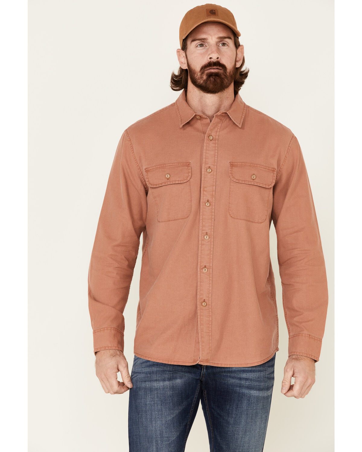 Image #1 - Pendleton Men's Rust Beach Shack Solid Long Sleeve Western Shirt, Rust Copper, hi-res