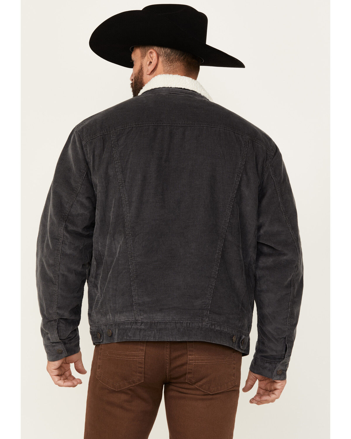 Image #4 - Wrangler Men's Sherpa Lined Corduroy Jacket, Charcoal, hi-res