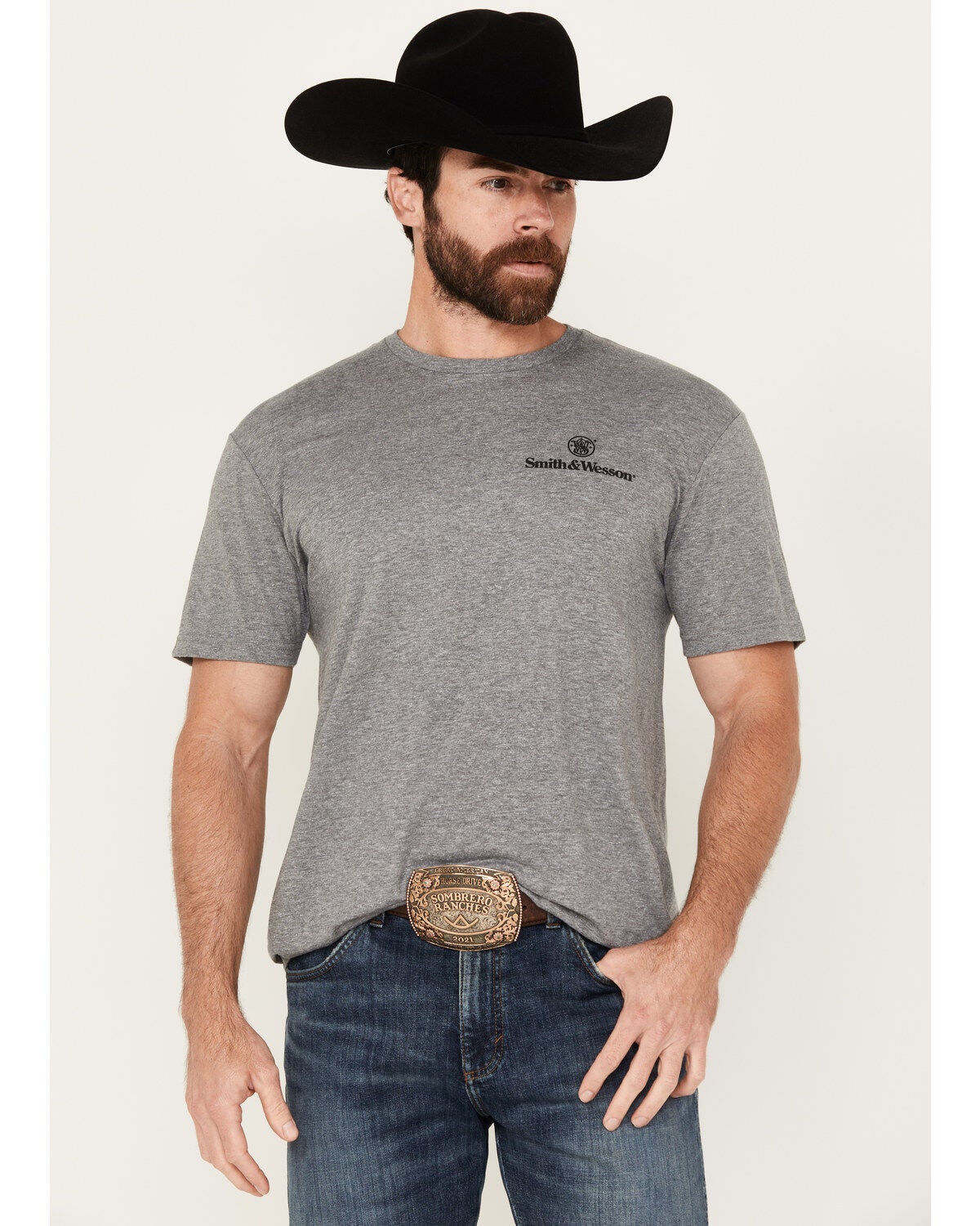 Smith & Wesson Men's Flying Eagle Short Sleeve Graphic T-Shirt, Grey, hi-res