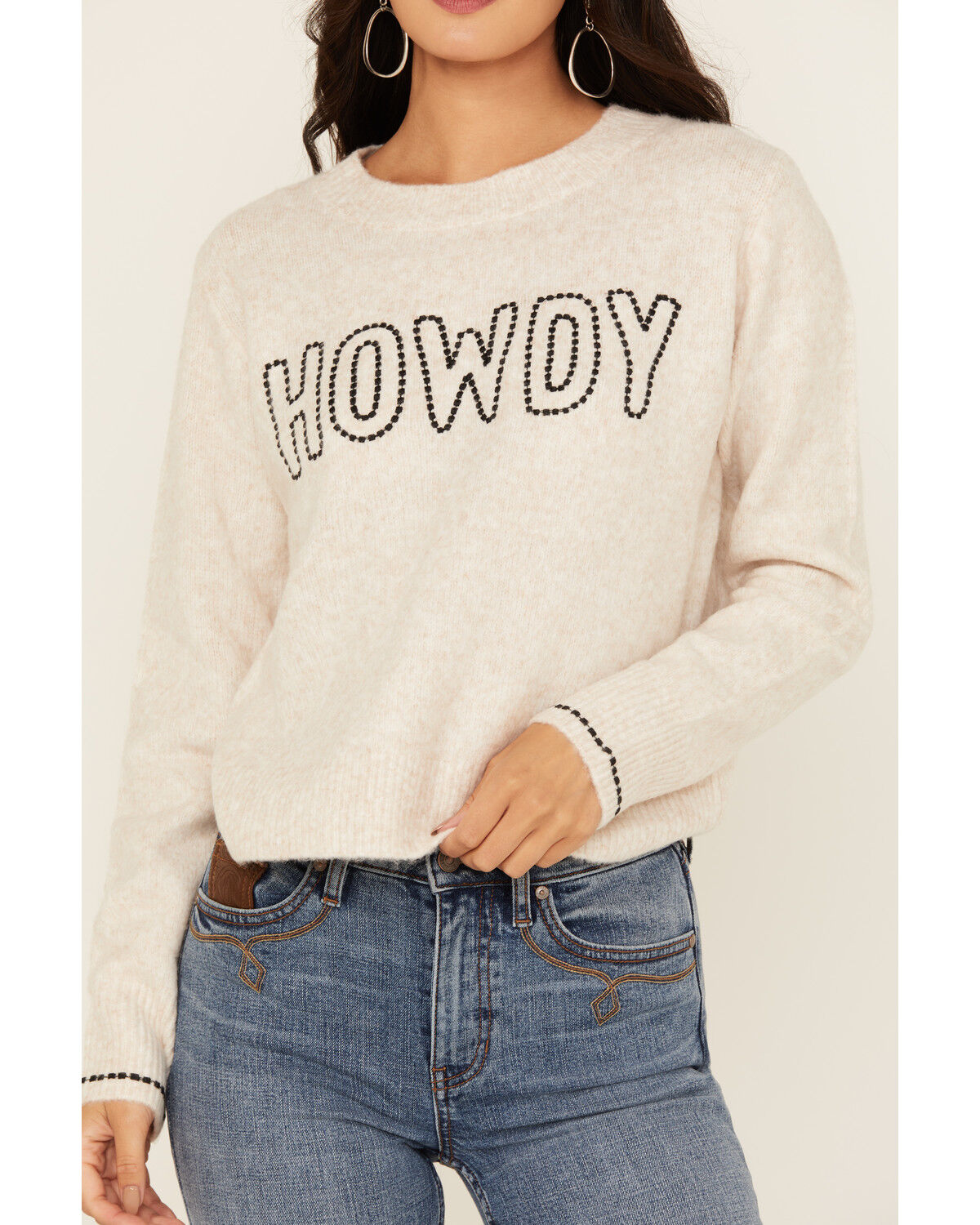Image #3 - White Crow Women's Howdy Stitch Sweater, Tan, hi-res