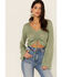 Lush Clothing Cinch Front Pointelle Bell Sleeve Top, Sage, hi-res