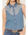 Image #3 - Wrangler Retro Women's Horseshoe Sleeveless Cropped Snap Western Shirt, Blue, hi-res