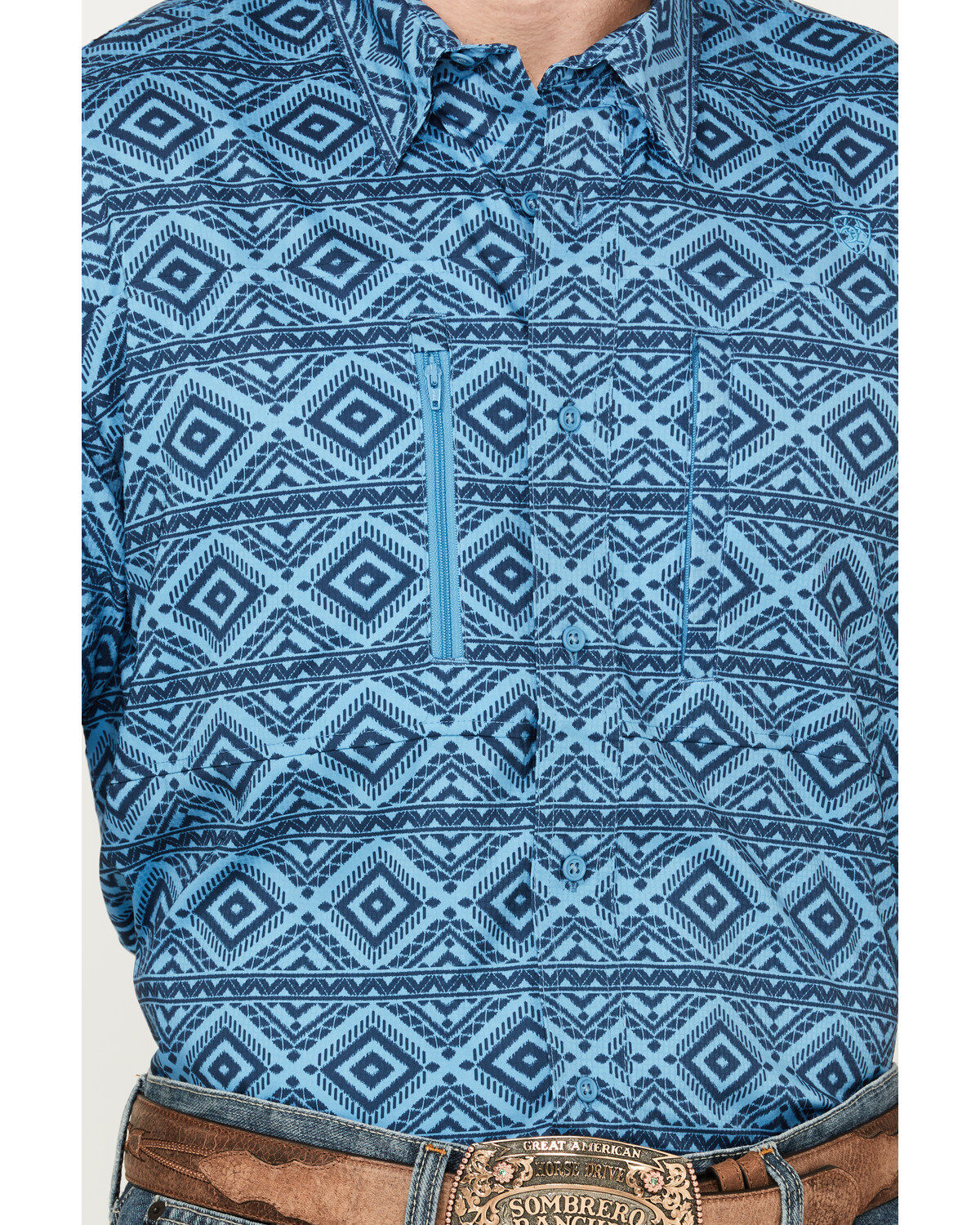 Image #3 - Ariat Men's VentTEK Geo Print Classic Fit Short Sleeve Shirt, , hi-res