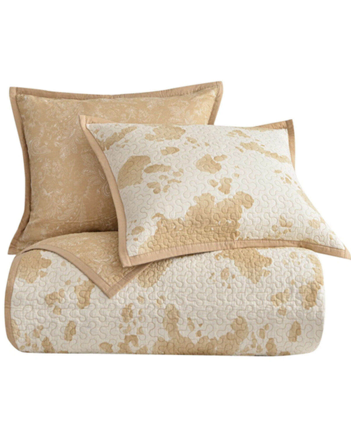 Image #2 - HiEnd Accents Elsa Light Tan Cowhide Reversible 3-Piece King Quilt Set, Tan, hi-res