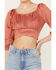 Beyond The Radar Women's Faux Suede Tie Back Top, Rust Copper, hi-res