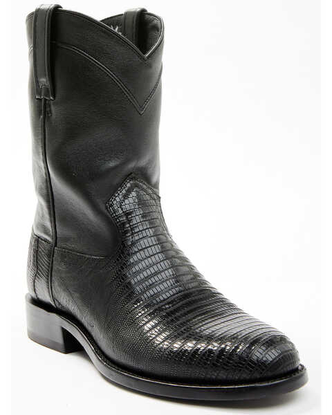 Cody James Black 1978 Men's Carmen Exotic Teju Lizard Roper Boots - Medium Toe , Black, hi-res