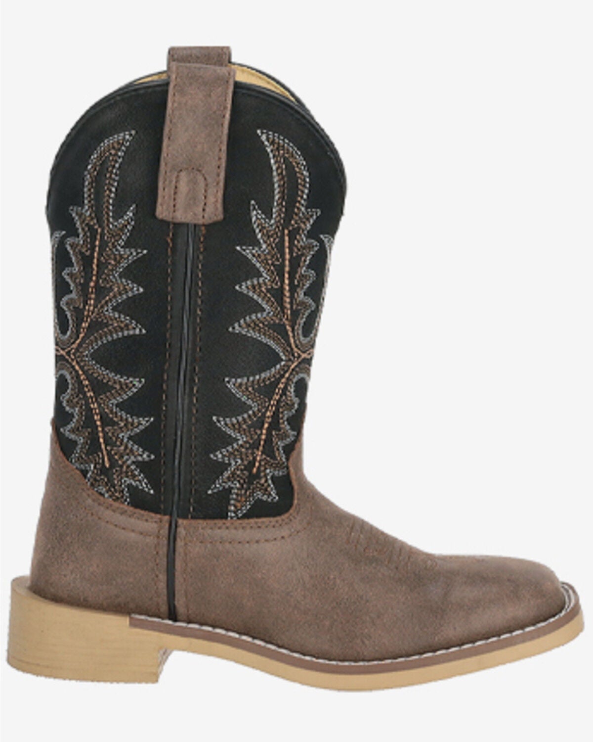 Image #2 - Smoky Mountain Little Boys' Adobe Western Boots - Broad Square Toe, Black, hi-res
