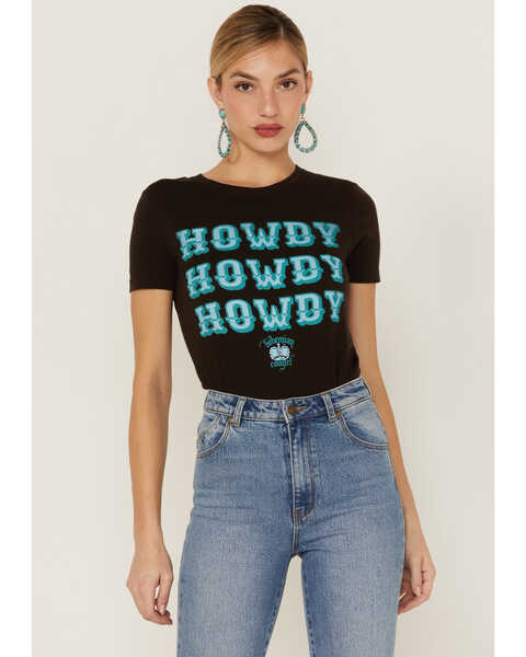Bohemiam Cowgirl Women's Howdy Howdy Howdy Brown Graphic Tee, Brown, hi-res