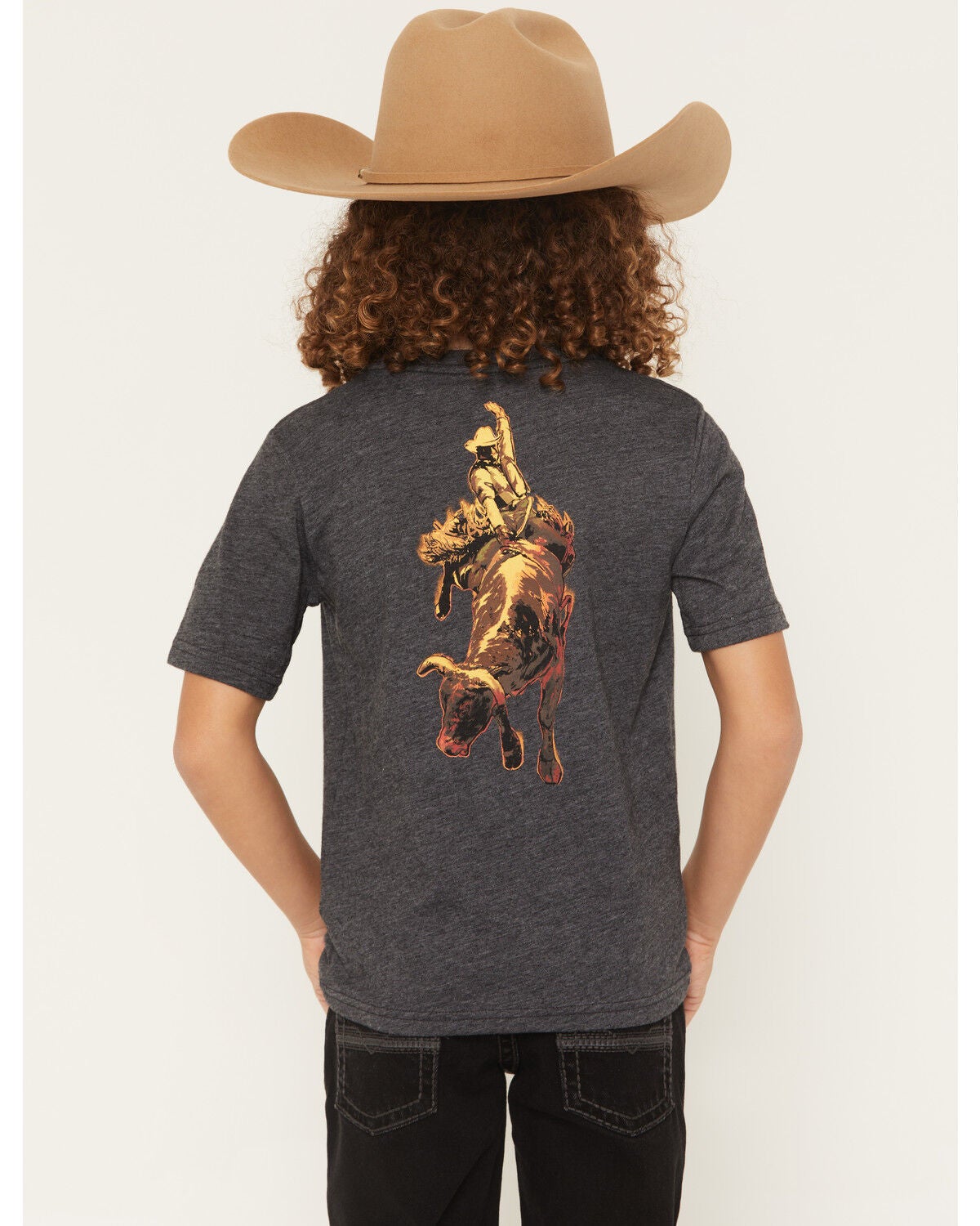 Wrangler Boys' Bronco Short Sleeve Graphic T-Shirt, Black, hi-res