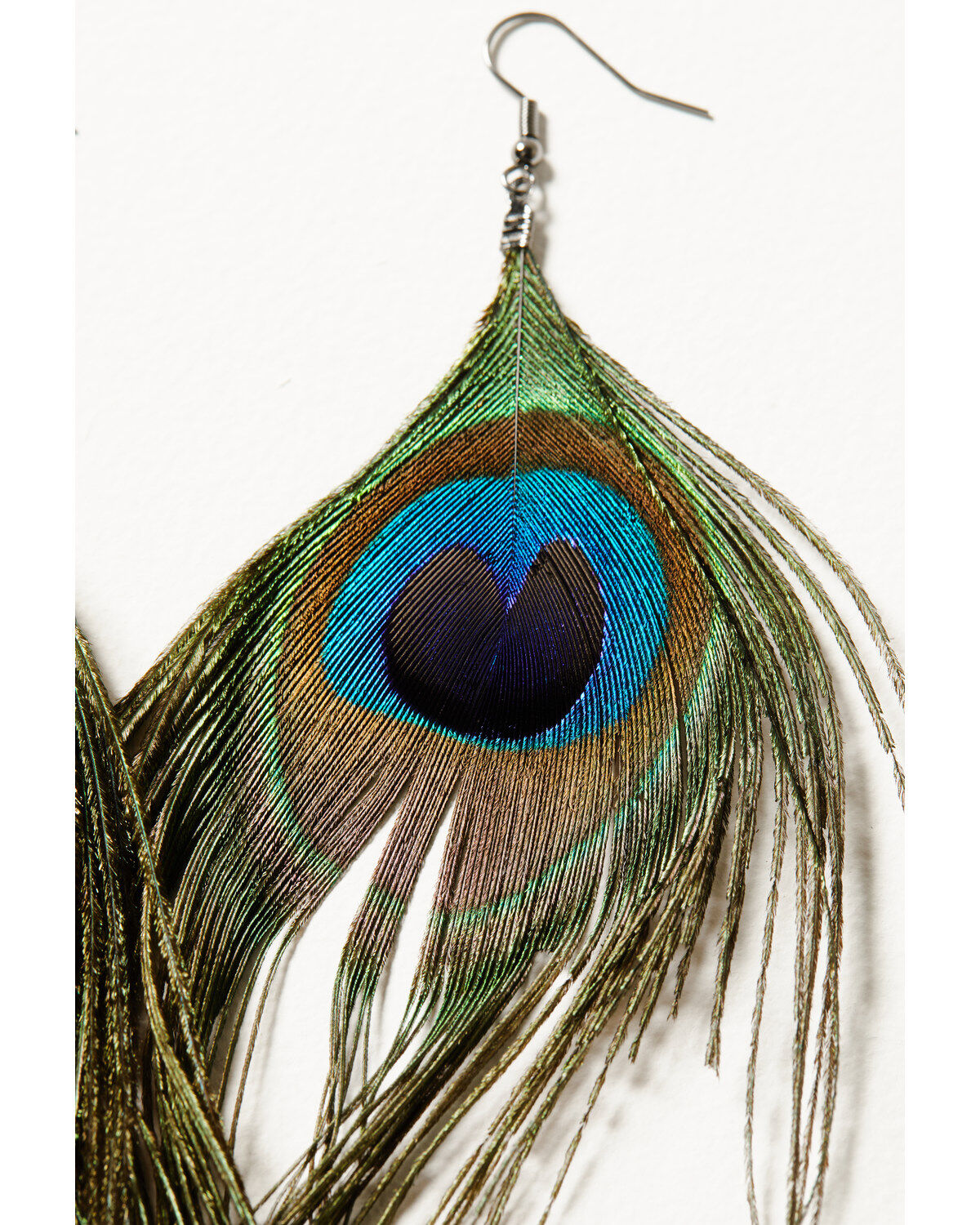 Image #2 - Shyanne Women's Enchanted Forest Peacock Feather Earrings, Pewter, hi-res
