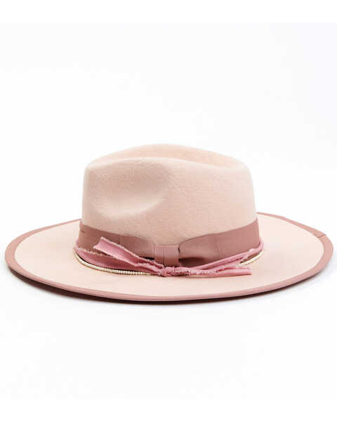 Shyanne Women's Rancher Tonal Ribbons & Beads Fedora Hat, Pink, hi-res