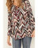 Image #3 - Shyanne Women's Printed Rayon Dobby Peasant Blouse, Maroon, hi-res