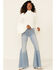 Image #4 - Shyanne Women's Rib Knit Mock Neck Bell Sleeve Top, Ivory, hi-res