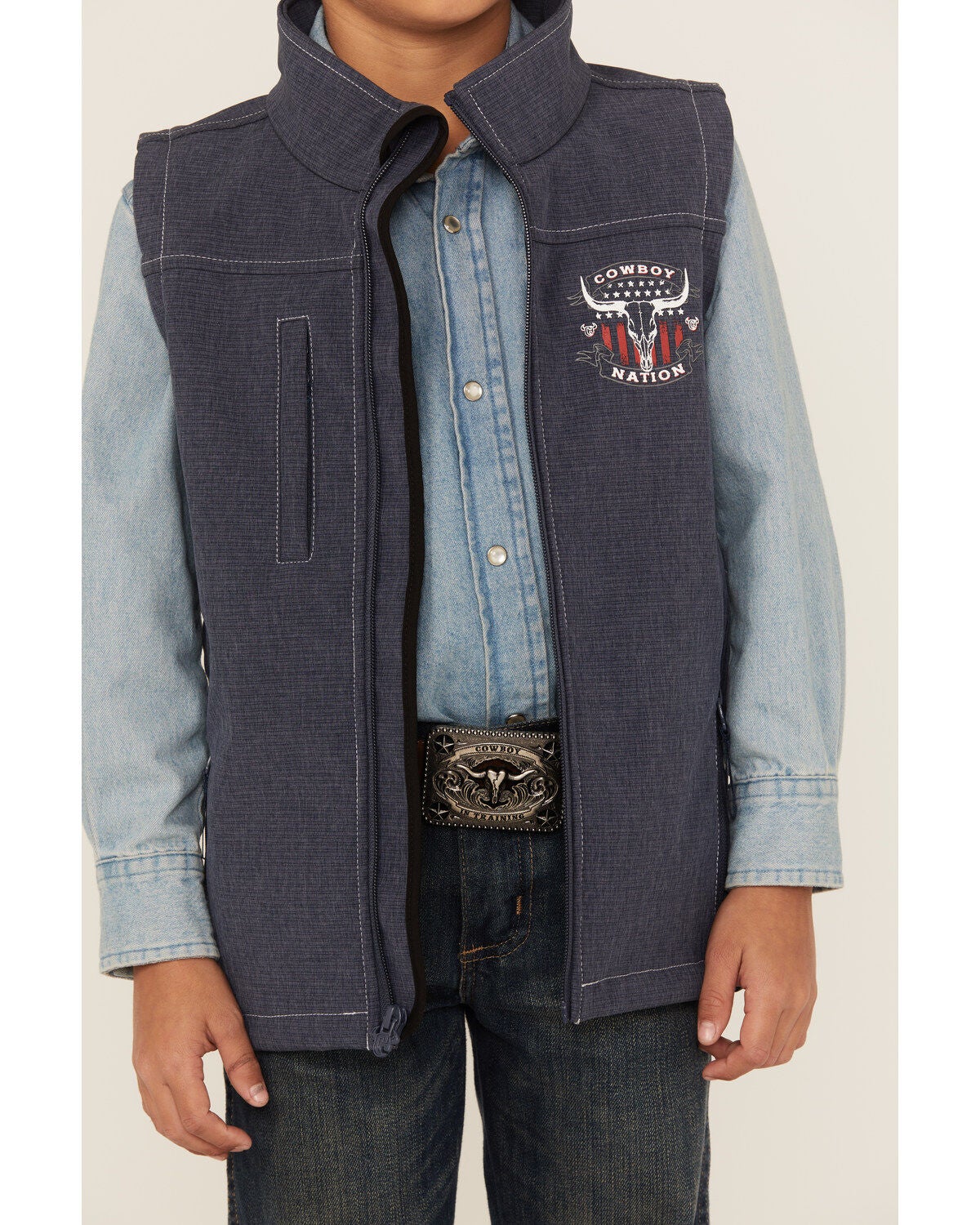 Image #3 - Cowboy Hardware Boys' Cowboy Nation Poly Shell Vest, , hi-res