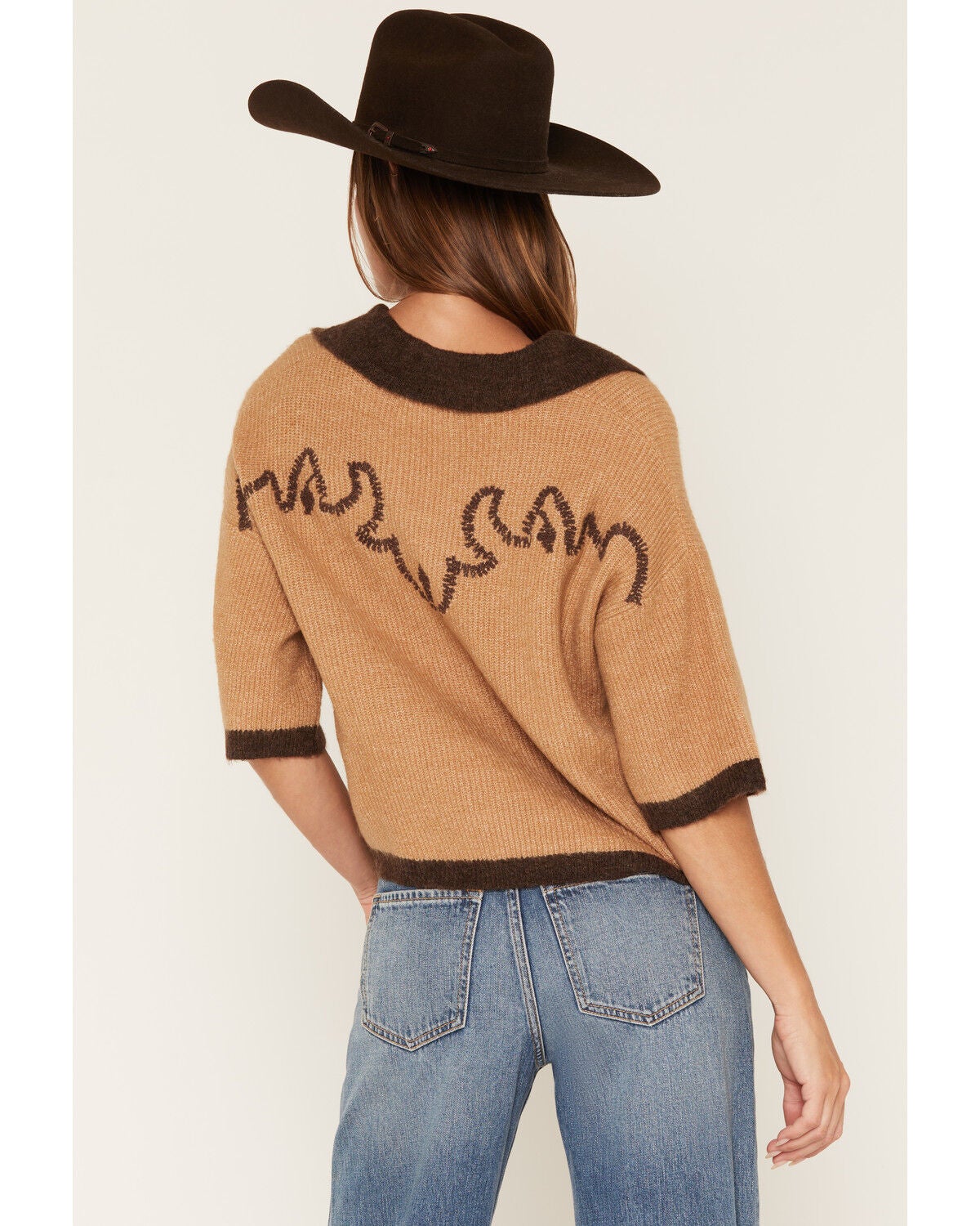 Image #4 - By Together Women's Short Sleeve Sweater, Camel, hi-res