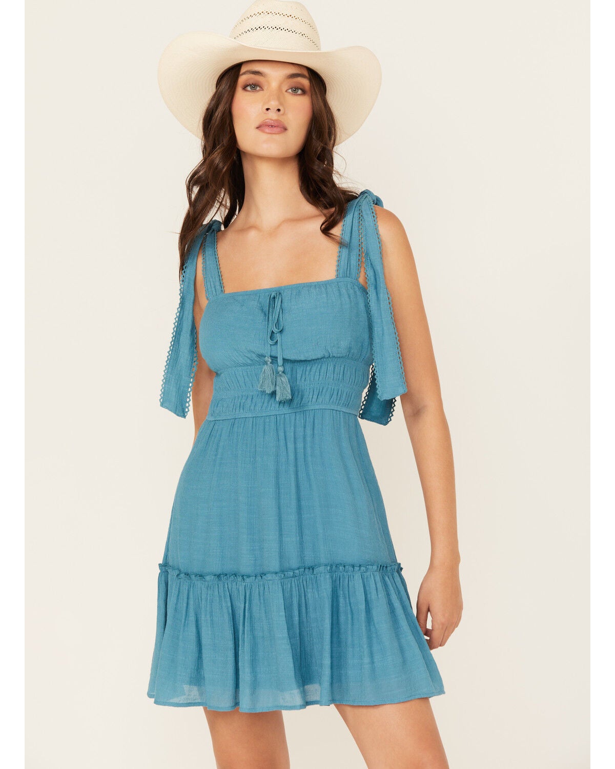 Trixxi Women's Larkspur Sleeveless Mini Dress, Teal, hi-res