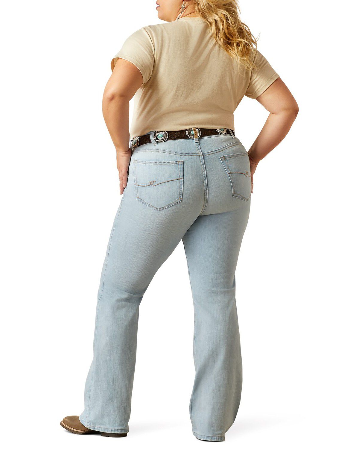 Ariat Women's June Light Wash Perfect Rise Flare Stretch Denim Jeans - Plus, Light Wash, hi-res