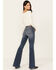 Image #3 - Shyanne Women's Sand Palm Medium Wash Mid Rise Stretch Flare Jeans, Medium Wash, hi-res