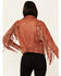 Mauritius Leather Women's Zoe RF Fringe Sleeve Leather Moto Jacket , Rust Copper, hi-res