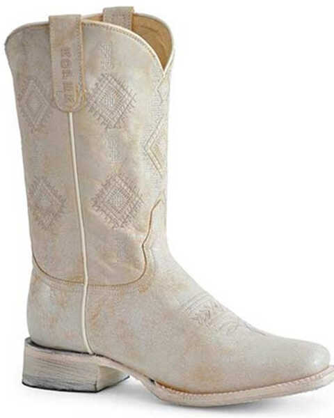 Roper Women's Southwestern Western Boots - Square Toe, White, hi-res