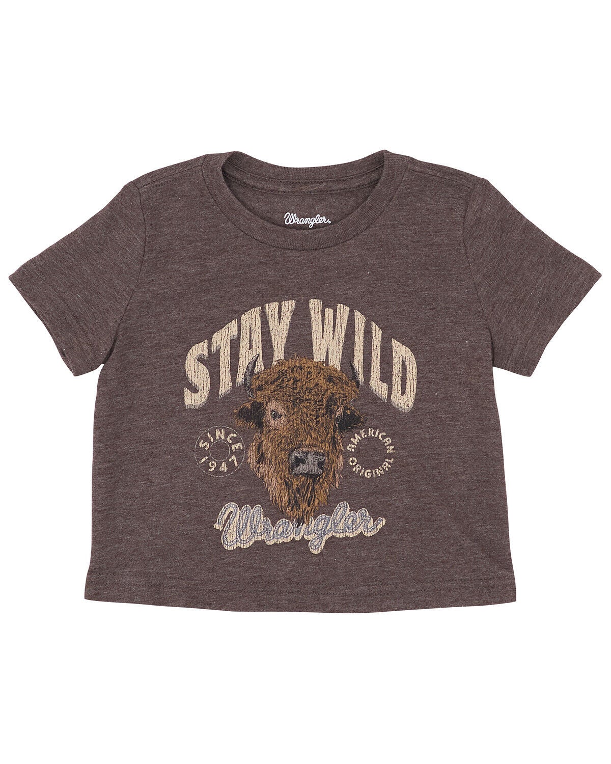 Wrangler Toddler Boys' Stay Wild Buffalo Short Sleeve Graphic T-Shirt, Brown, hi-res