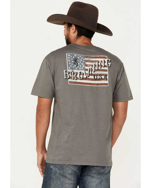 Browning Men's Scroll Buckmark Flag Short Sleeve Graphic T-Shirt, Black, hi-res