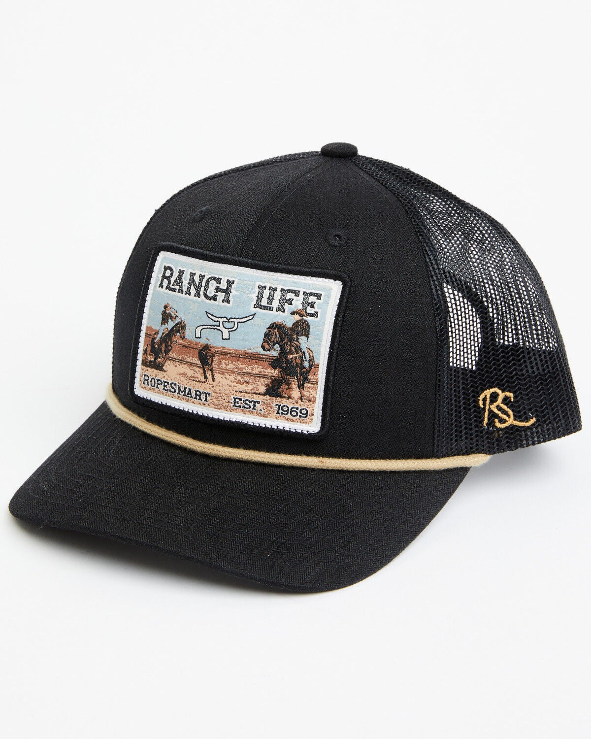 RopeSmart Men's Ranch Life Ball Cap, Black, hi-res