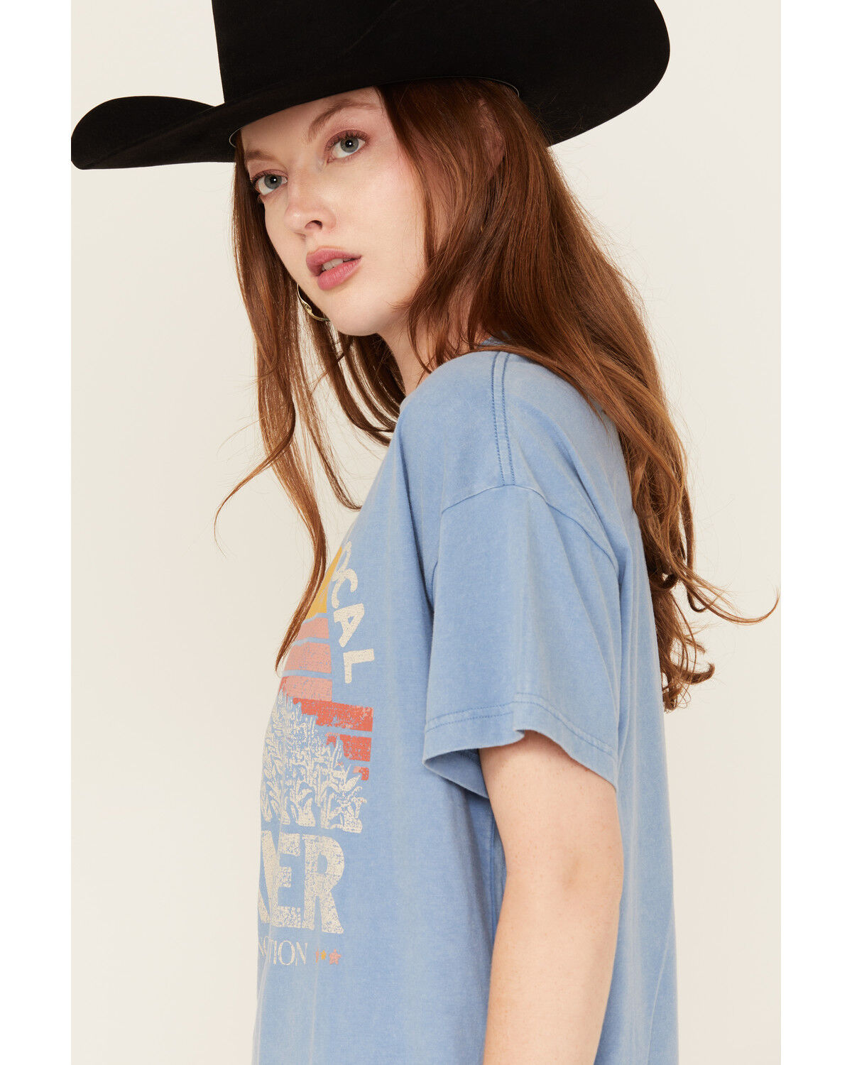 Image #2 - Cleo + Wolf Women's Support Your Local Farmer Short Sleeve Oversized Graphic Tee, Steel Blue, hi-res