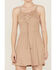 Wild Moss Women's Tie Front Faux Suede Dress, Chocolate, hi-res