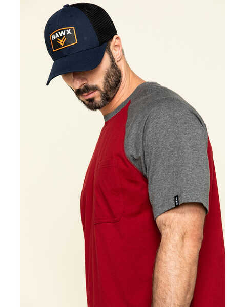 Image #5 - Hawx Men's Red Midland Short Sleeve Baseball Work T-Shirt , Red, hi-res