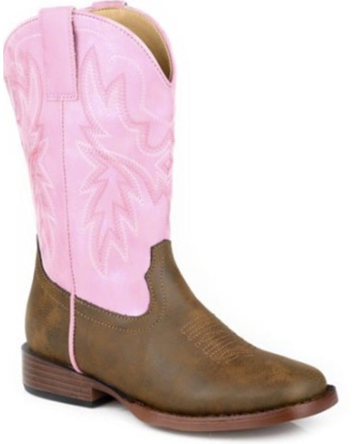 Image #1 - Roper Little Girls' Gretchen Western Boots - Broad Square Toe, Pink, hi-res