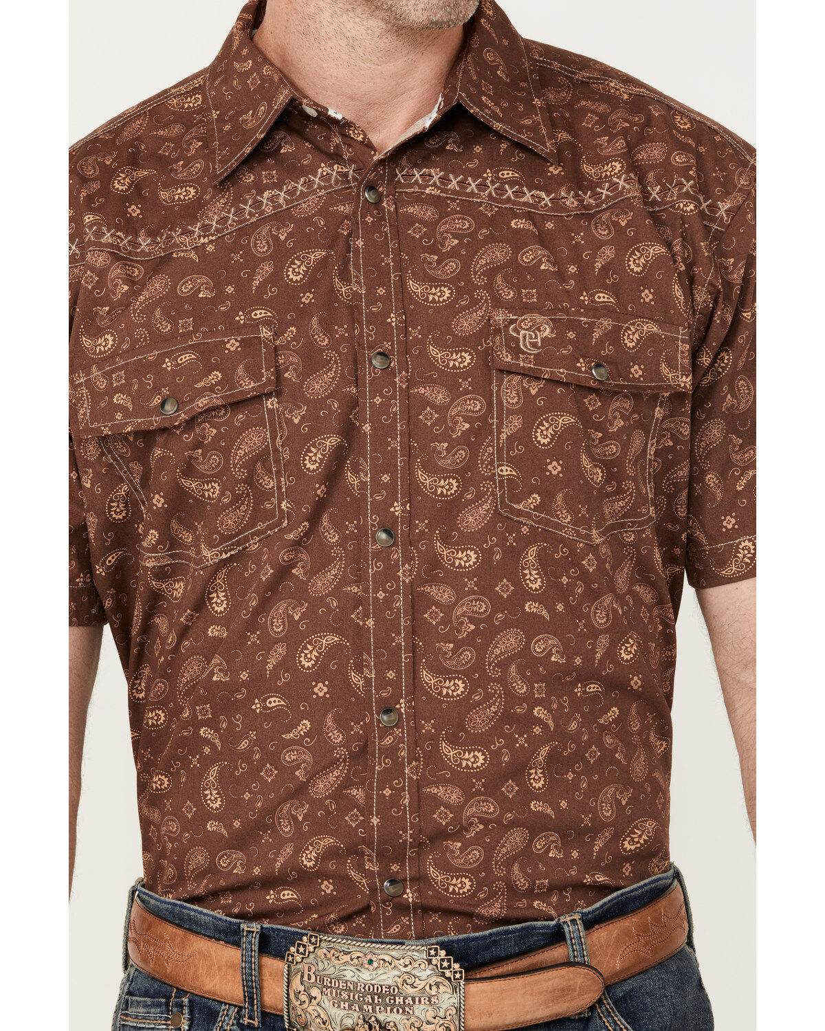 Image #3 - Cowboy Hardware Men's Roman Paisley Print Short Sleeve Western Snap Shirt, , hi-res