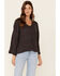 Very J Women's Knit Hi-Low Bell Sleeve Sweater , Charcoal, hi-res