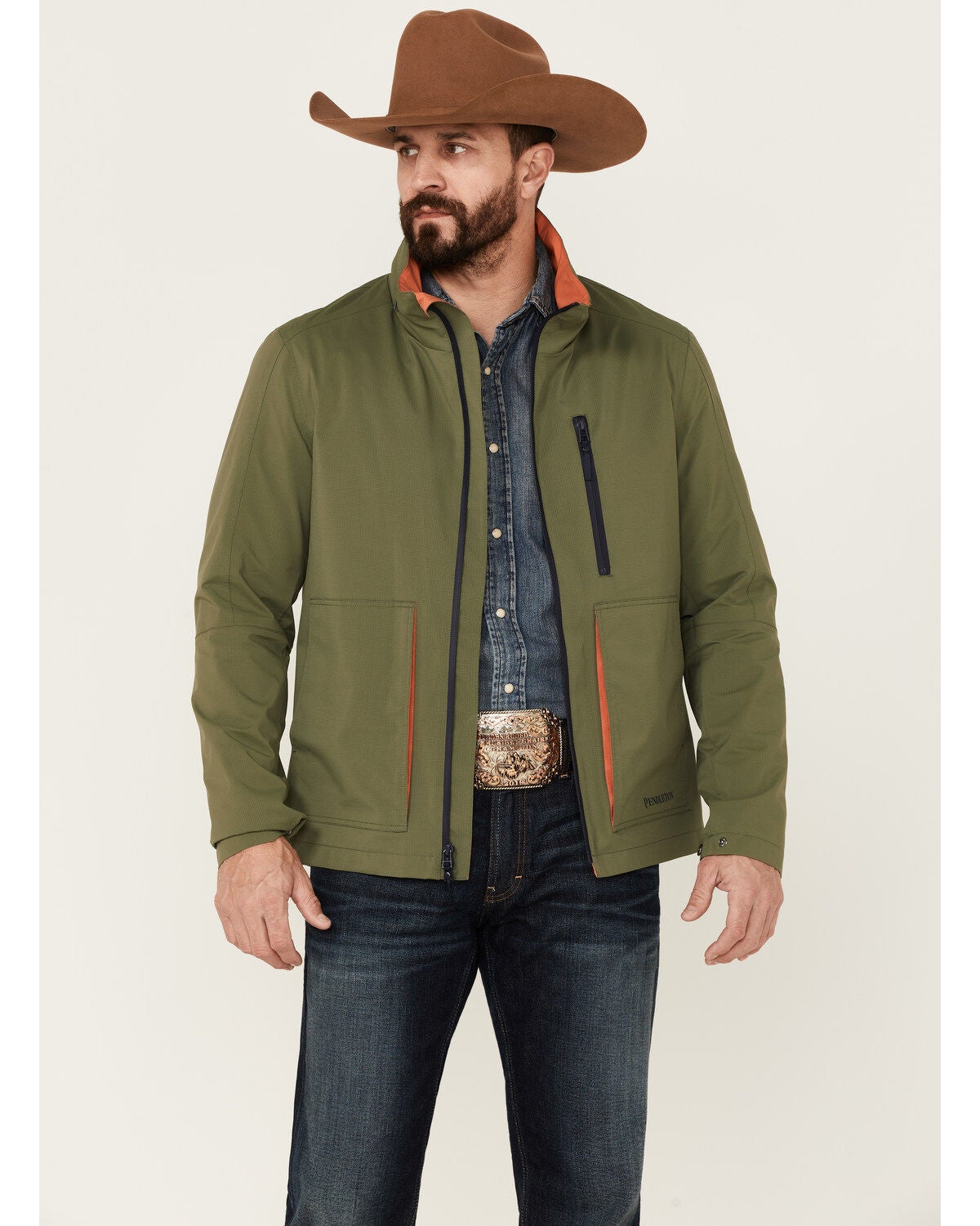Pendleton Men's Solid Outdoorsman Zip-Front Wind Breaker Jacket, Olive, hi-res