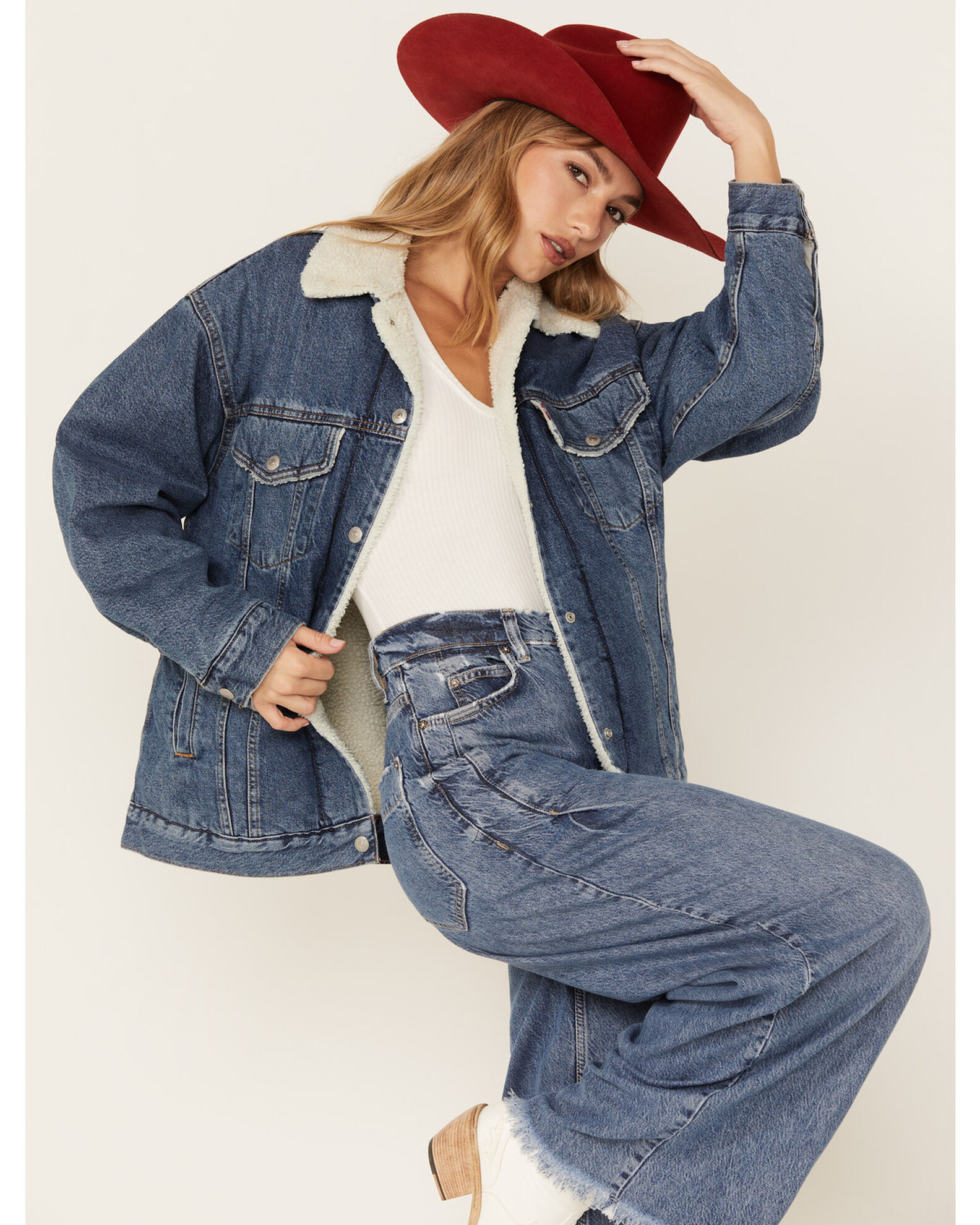 Levi's baggy denim sherpa jacket on sale