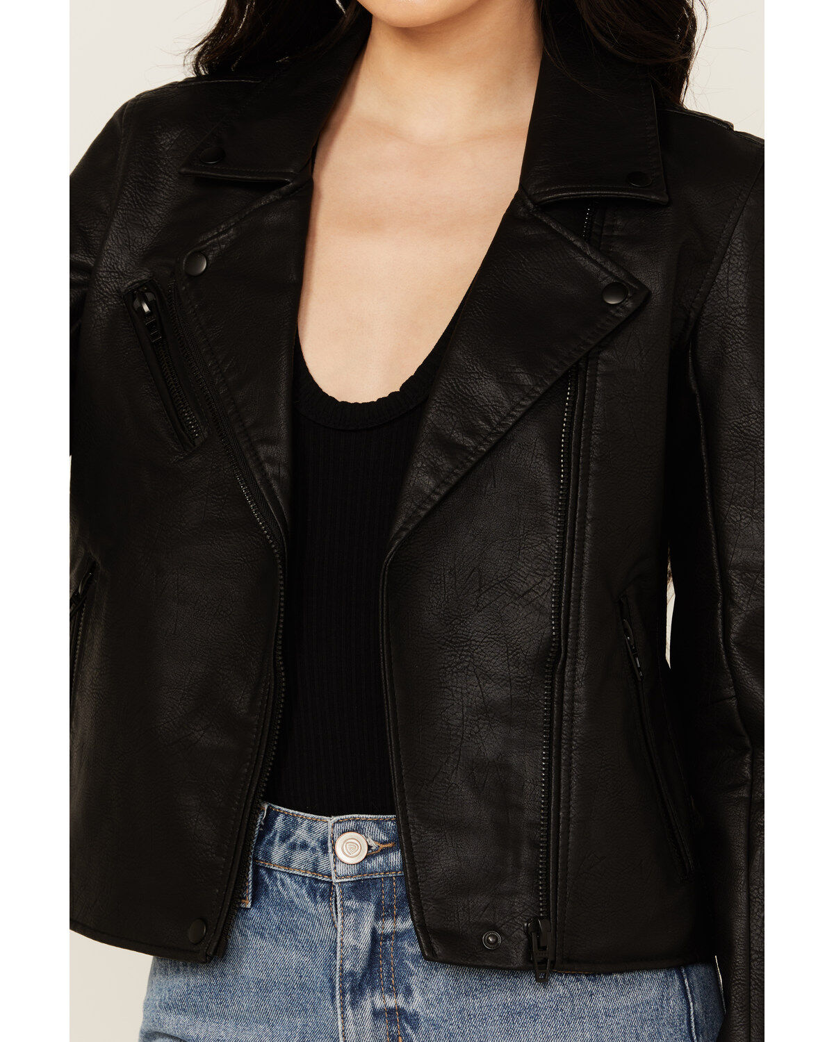 Image #3 - BLANKNYC Women's Faux Leather Moto Jacket, Black, hi-res