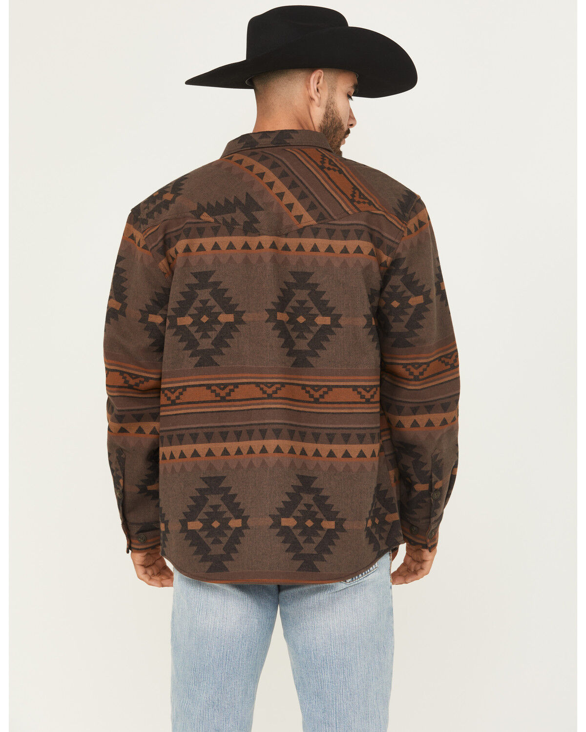 Image #4 - Cody James Men's Rosewell Southwestern Print Fleece Lined Shirt Jacket, Dark Brown, hi-res