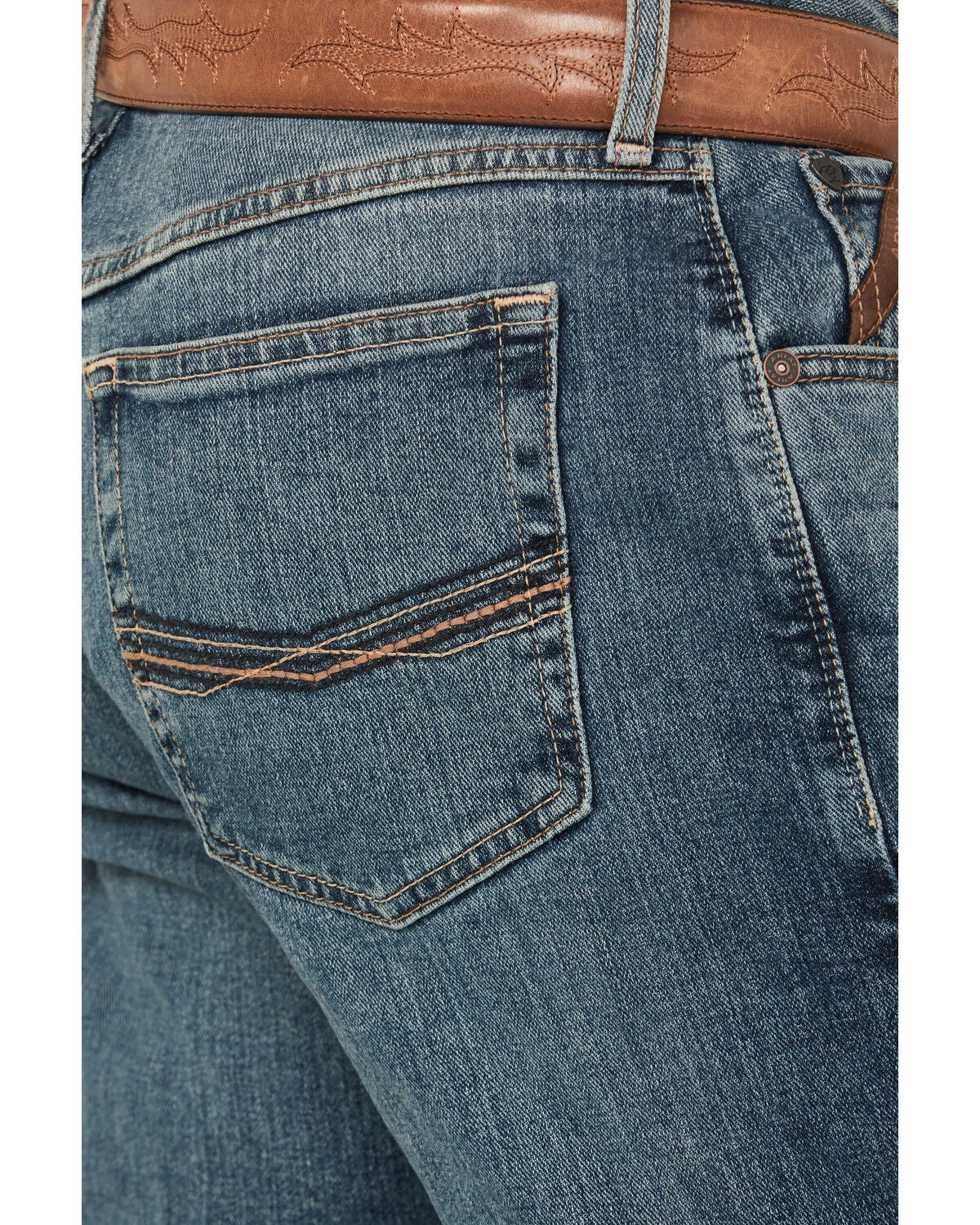 Image #4 - Ariat Men's M4 Legacy Relaxed Bootcut Stretch Denim Jeans, Blue, hi-res
