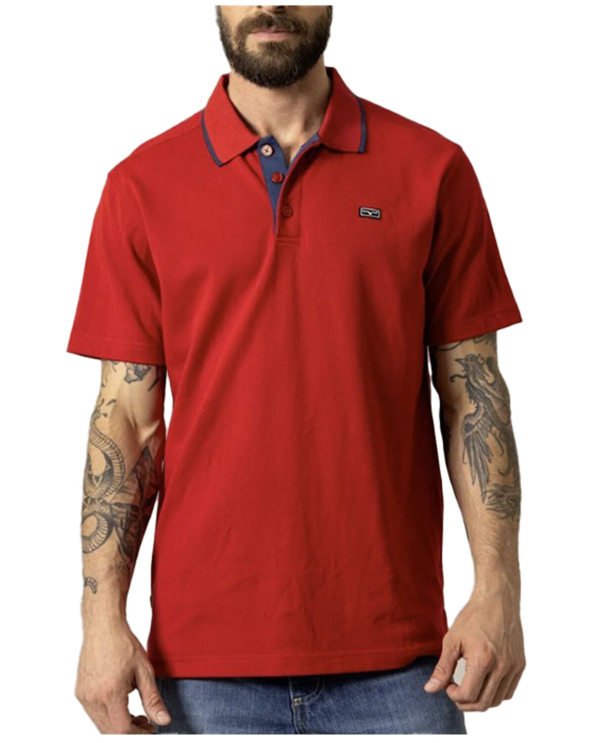 Image #2 - Kimes Ranch Men's El Capitan Short Sleeve Button-Down Polo Shirt, Red, hi-res