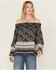 Image #1 - Wild Moss Women's Border Off The Shoulder Top, Blue, hi-res