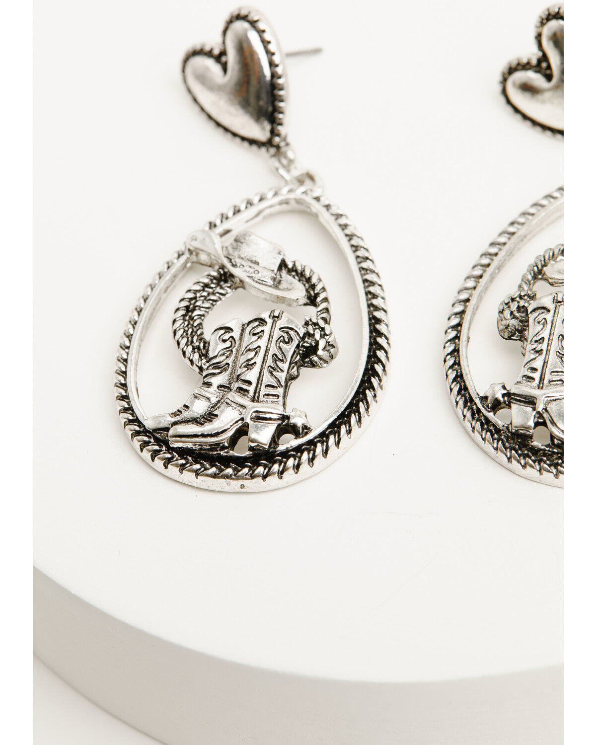 Image #2 - Shyanne Women's Boots and Hat Teardrop Earrings, Silver, hi-res