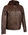 Image #1 - Milwaukee Leather Men's Zipper Front Leather Jacket w/ Removable Hood, Brown, hi-res