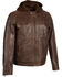 Milwaukee Leather Men's Zipper Front Leather Jacket w/ Removable Hood  , Brown, hi-res