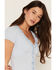 Image #2 - Originality Women's Ruffle Short Sleeve Puff Top, Blue, hi-res