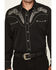 Image #3 - Scully Men's Embroidered Long Sleeve Snap Western Shirt, Black, hi-res