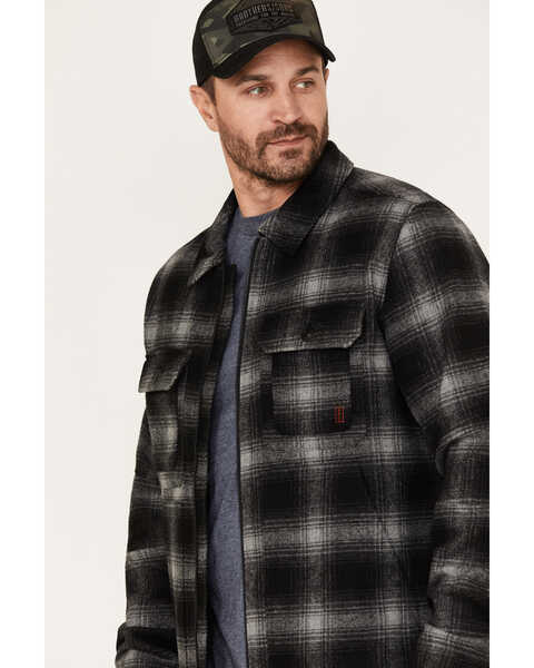 Brothers and Sons Men's Wool Full Zip Plaid Print Jacket