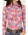 Panhandle Girls' Patchwork Print Long Sleeve Snap Western Shirt, Pink, hi-res